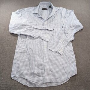 Donald J Trump Dress Shirt‎ Mens 15 32/33 Signature Collection Blue Windowpane